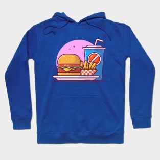 Burger, French Fries, And Soft Drink Cartoon Hoodie